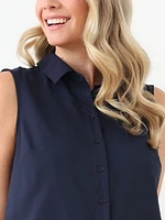 Sleeveless Button Front Blouse