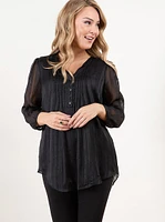 Petite Pullover V-Neck Tunic Blouse