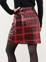 Short Sequin Plaid Skirt