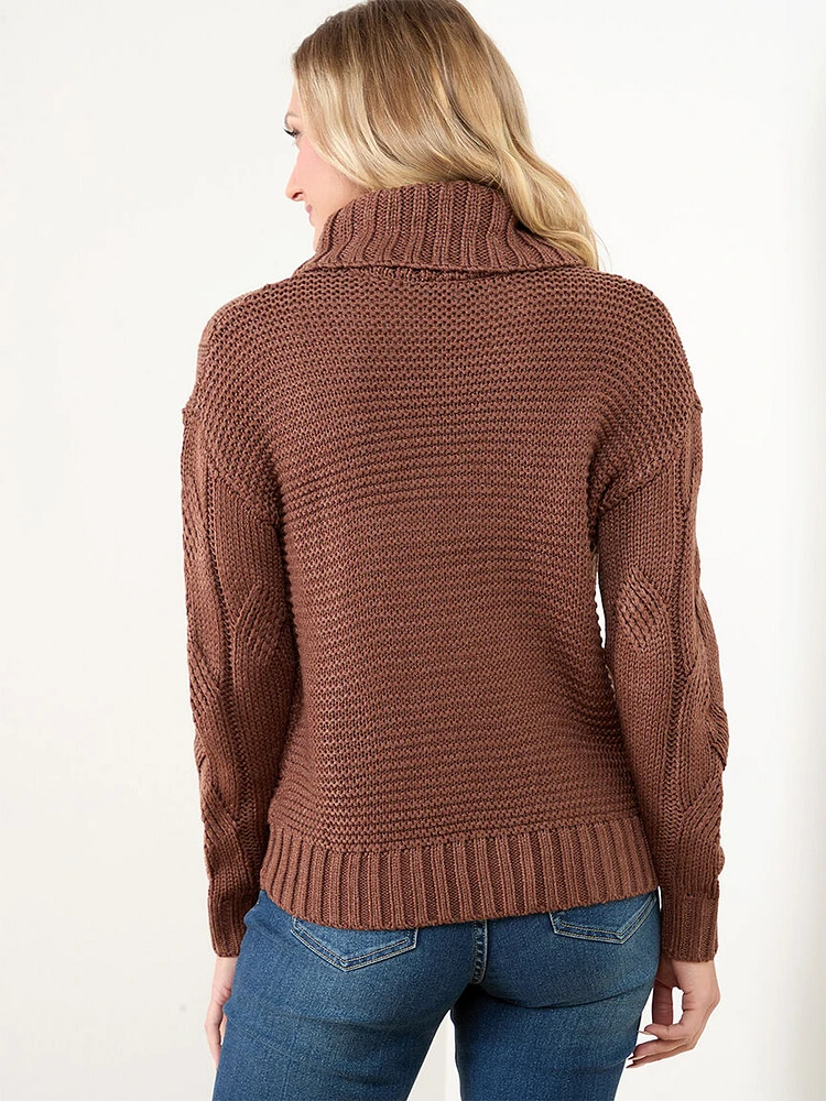 Cable Knit Turtleneck Pullover