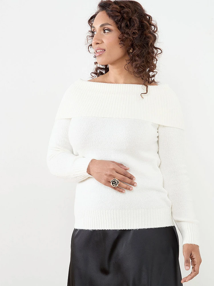 Petite Marilyn Neck Pullover Sweater