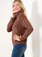 Cable Knit Turtleneck Pullover