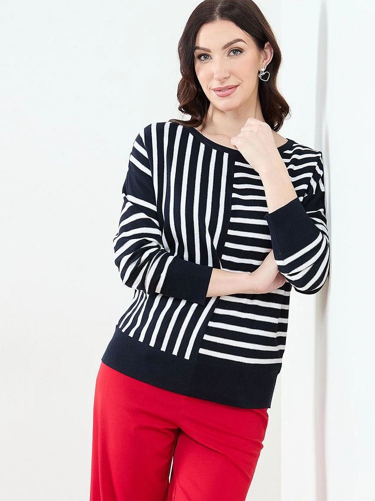 Drop Sleeve Striped Sweater