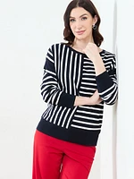 Drop Sleeve Striped Sweater