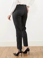 Emily Microtwill Slim Leg Black Pant with Silver Print