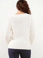 Speckle Cable Knit Pullover Sweater