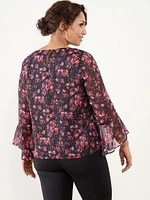 Petite Bell Sleeve Chiffon Blouse