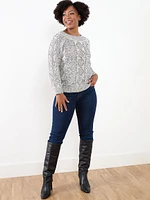 Petite Speckle Cable Knit Pullover Sweater