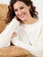 Speckle Cable Knit Pullover Sweater