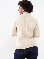 Petite Mock Neck Cable Knit Sweater