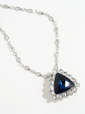 Navy Triangular Crystal Pendant