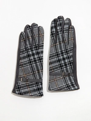 Grey Plaid Gloves