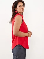 Petite Sleeveless Collared Blouse