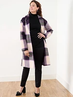 Woven Pattern Wool-Blend Top Coat