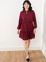 Long Sleeve Tiered Knee Length Dress