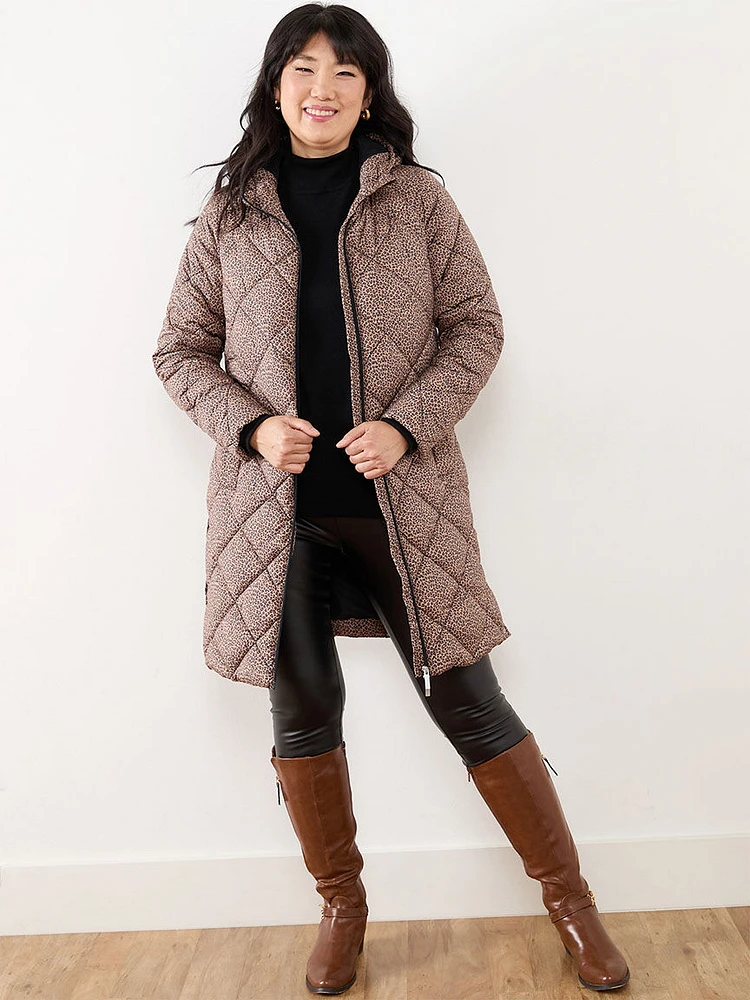 Diamond Quilted Hooded Coat