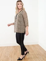 Petite 3/4 Sleeve Sequin Trim Tunic Blouse