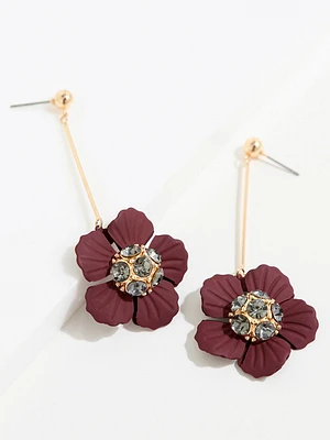 Cranberry Flower Drop Earrings