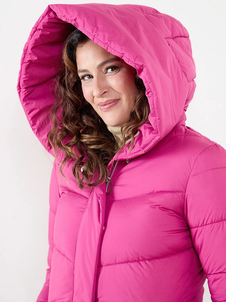 Shawl Collar Hood Vegan Down Coat