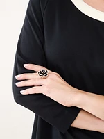 Black & Gold Rose Stretch Ring