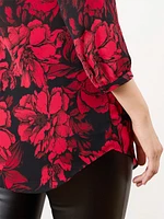 Pullover V-Neck Tunic Blouse