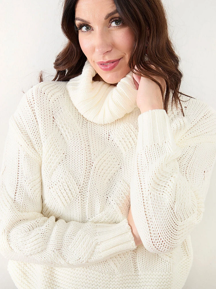 Cable Knit Turtleneck Pullover