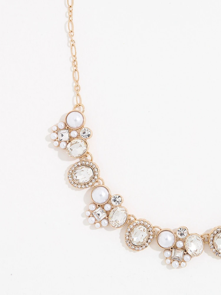 Short Gold & Pearl Antique-Look Necklace