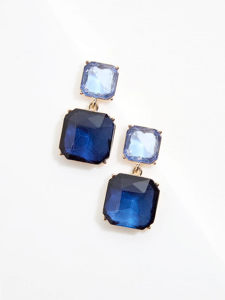 Square Glass Stone Earrings