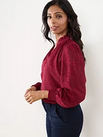 Petite Long Sleeve Peasant Blouse