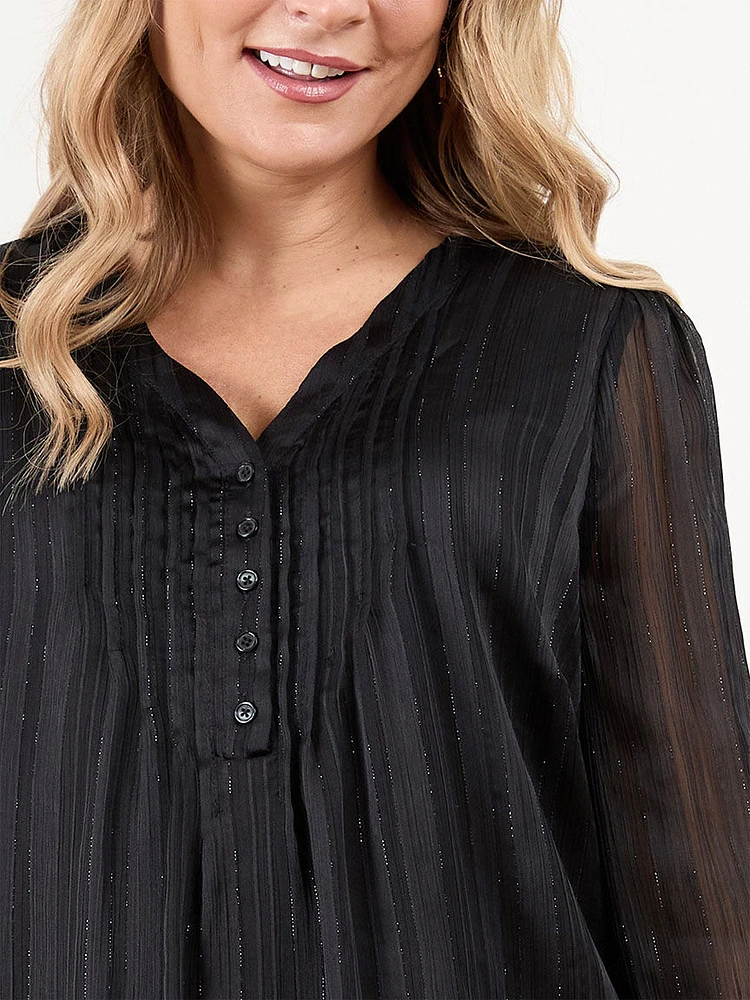 Petite Pullover V-Neck Tunic Blouse