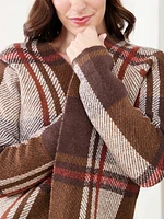 Knit Check Cardigan Sweater