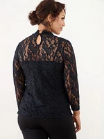 Petite Mock Neck Lace Top with Cami