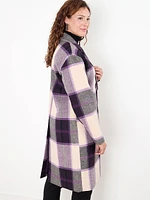 Woven Pattern Wool-Blend Top Coat