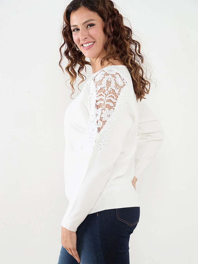 Lace & Rhinestone Sweater