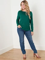 Petite Long Sleeve Boat Neck T-Shirt