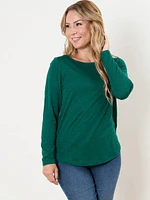 Petite Long Sleeve Boat Neck T-Shirt