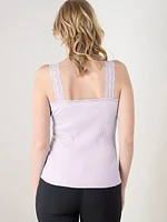 Cotton Ribbed Lace Tank Top