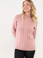 Mock Neck Cable Knit Sweater