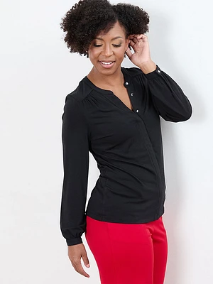 Petite V-Neck Crepe Top