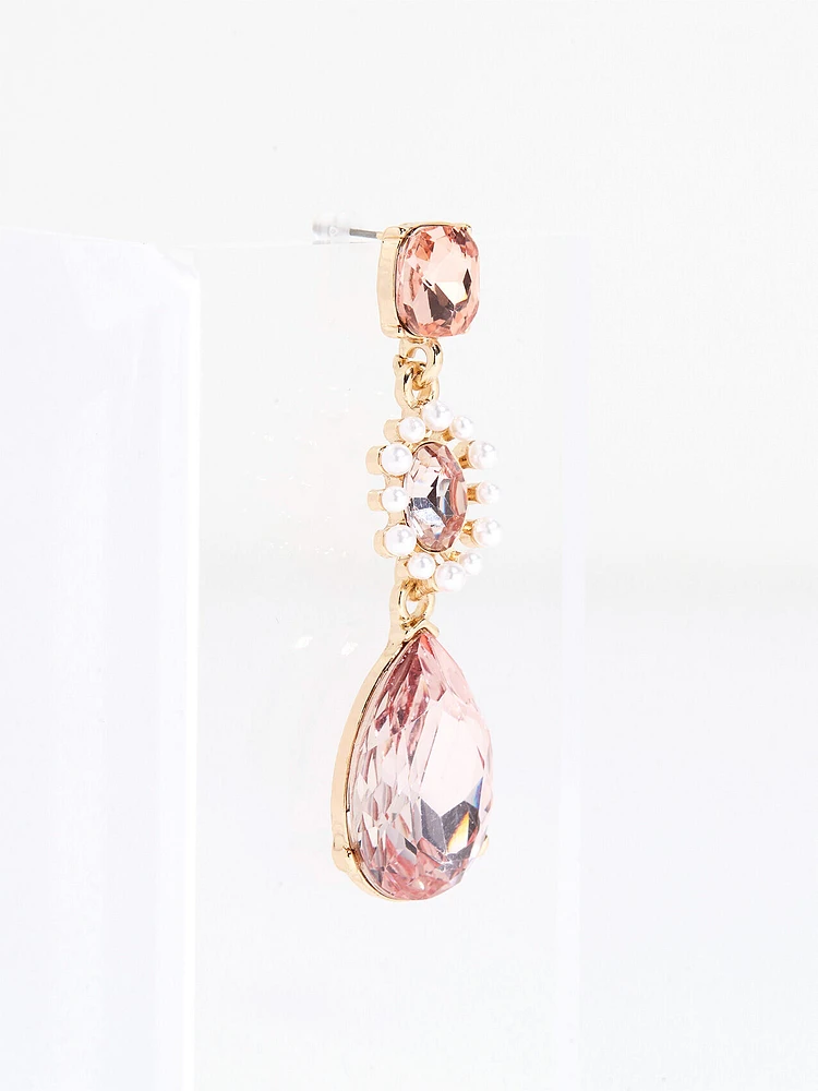 Pink Crystal Teardrop Earrings