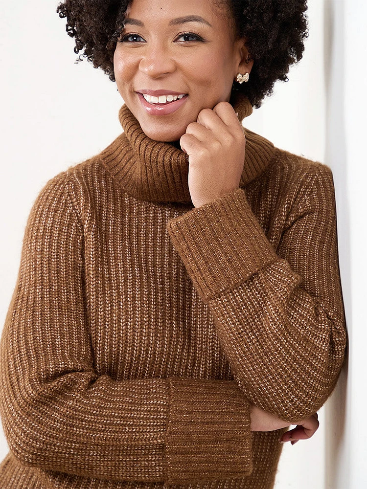 Petite Rib Knit Turtleneck Sweater