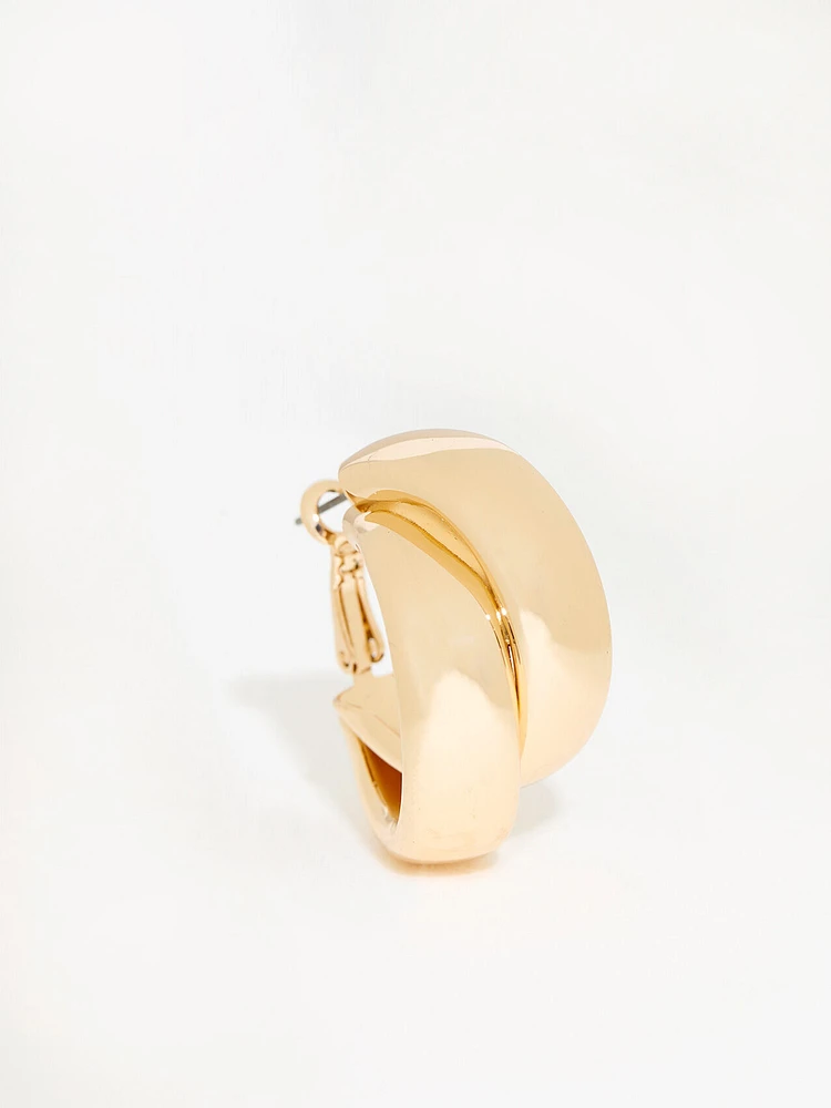 Gold Chunky Double Hoop Earrings