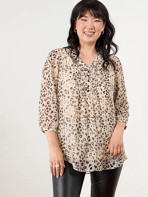 Pullover V-Neck Tunic Blouse