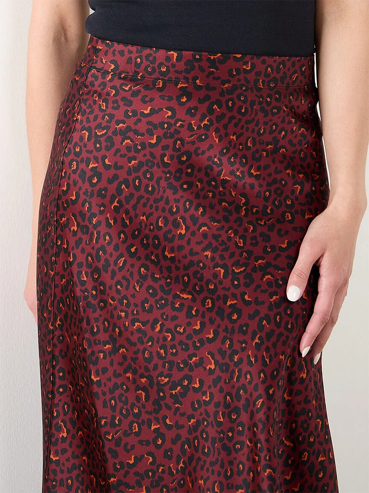 Animal Print Satin Skirt