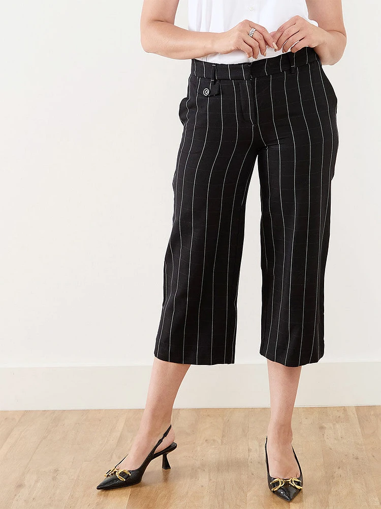 Hannah Windowpane Wide Crop Pant