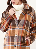 Evermore Plaid Wool-Blend Coat