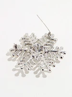 Silver Rhinestone Snowflake Pin