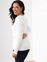 Long Sleeve Pointelle Pullover Sweater