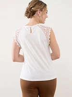 Petite Lace Cap Sleeve Top