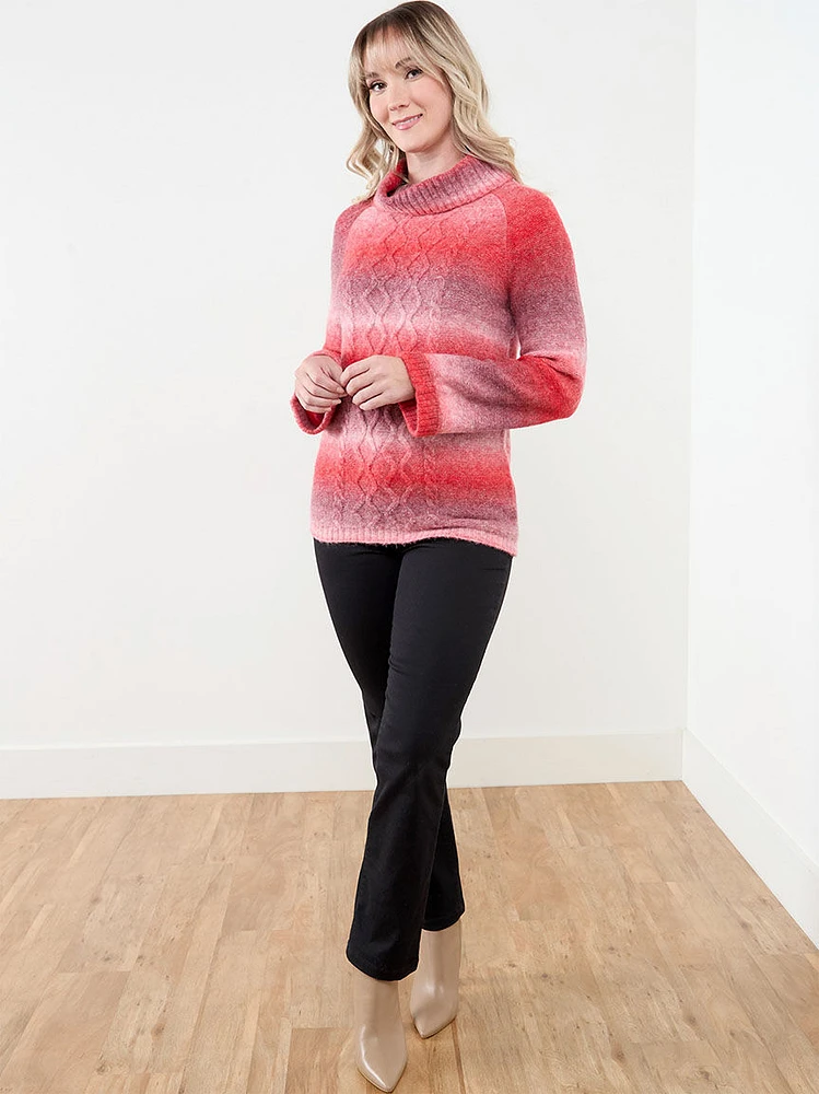 Petite Spacedye Cowl Neck Pullover Sweater